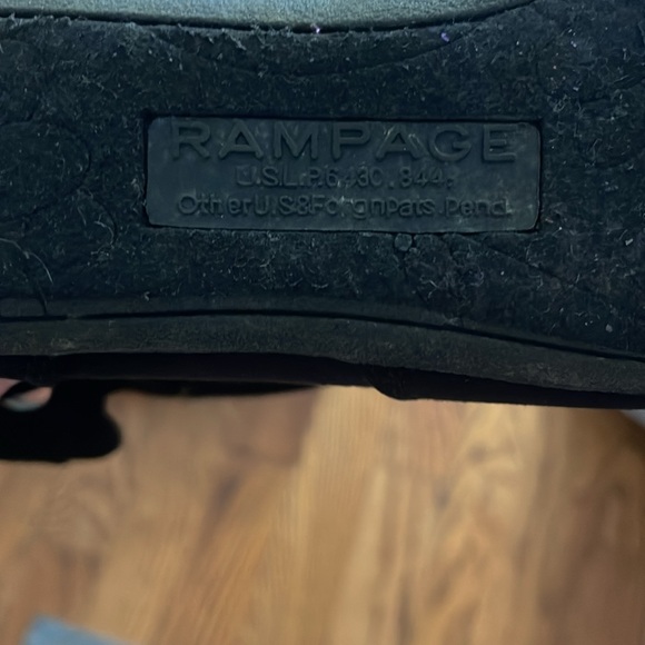 RAMPAGE SLOUCHED BOOTS LADIES BLACK FAUX SUEDE FLAT BOOTSSZ 7.5 EC ANKLE BENELLI - Picture 3 of 4